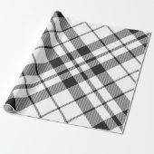 Zwart Wit Plaid Tartan Kerst Cadeaupapier (Uitgerold)