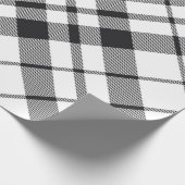 Zwart Wit Plaid Tartan Kerst Cadeaupapier (Hoek)