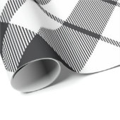 Zwart Wit Plaid Tartan Kerst Cadeaupapier (Rol Hoek)