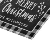 Zwart-wit Plaid Vrolijk Kerstfeest Snijplank (Hoek)