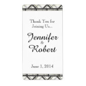 Zwart-wit Plaid Wijnlabel voor bruiloft Etiket (Voorkant)