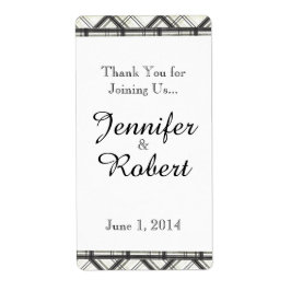 Zwart-wit Plaid Wijnlabel voor bruiloft Etiket