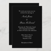 Zwart Wit Plain Eenvoudige Huwelijksuitnodiging Kaart (Voorkant / Achterkant)