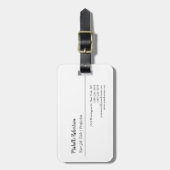 Zwart Wit Plain Minimalist Gepersonaliseerd Bagagelabel (Voorkant verticaal)