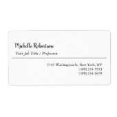 Zwart Wit Plain Minimalist Gepersonaliseerd Etiket (Voorkant)