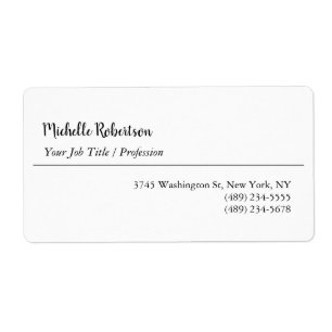 Zwart Wit Plain Minimalist Gepersonaliseerd Etiket