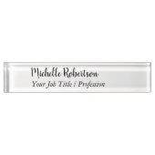 Zwart Wit Plain Minimalist Gepersonaliseerd Naambordje (Voorkant)