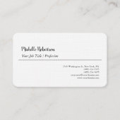 Zwart Wit Plain Minimalist Gepersonaliseerd Visitekaartje (Voorkant)