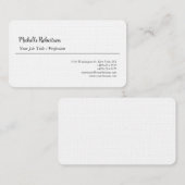 Zwart Wit Plain Minimalist Gepersonaliseerd Visitekaartje (Voorkant / Achterkant)