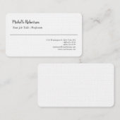 Zwart Wit Plain Minimalist Gepersonaliseerd Visitekaartje (Voorkant / Achterkant)
