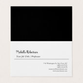 Zwart Wit Plain Minimalist Gepersonaliseerd Visitekaartje (Buitenkant ongevouwen)
