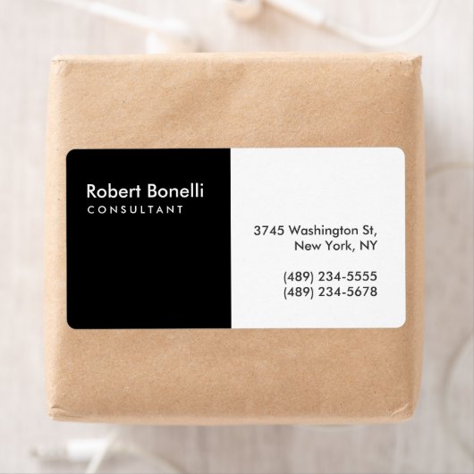 Zwart Wit Plain Moderne Consultant Etiket (Insitu)