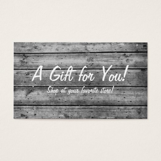 Zwart-wit Planked Gift Kaart (Voorkant)