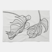 Zwart-wit Plant Bladeren Theedoek (Horizontaal)