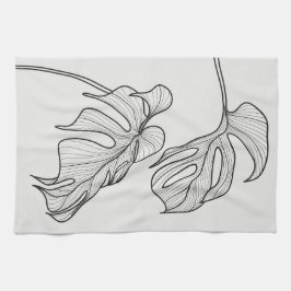 Zwart-wit Plant Bladeren Theedoek