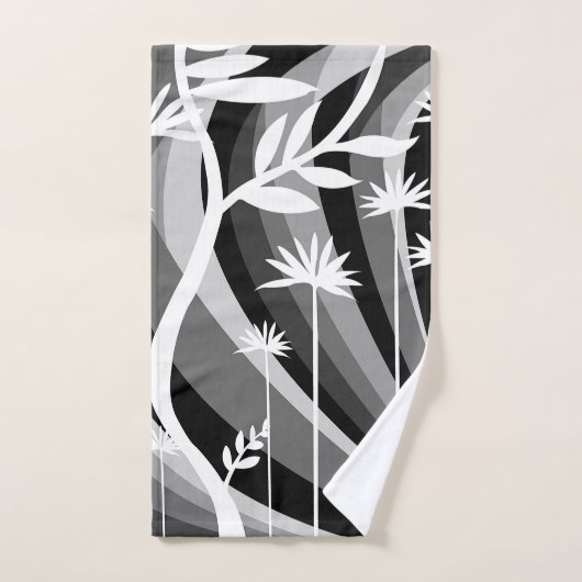 Zwart-wit Plant ontwerp Bad Handdoek (Handdoek)