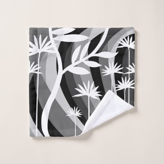 Zwart-wit Plant ontwerp Bad Handdoek (Wasdoekje)