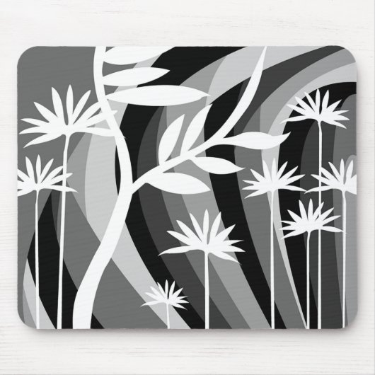 Zwart-wit Plant ontwerp Muismat (Voorkant)