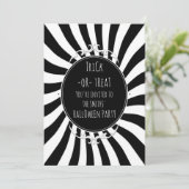 Zwart wit plezier grillige strepen Halloween Party Kaart (Staand voorkant)
