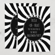 Zwart wit plezier grillige strepen Halloween Party