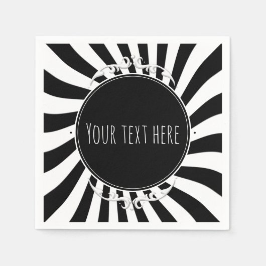 Zwart wit plezier grillige strepen Halloween Party Servetten (Voorkant)