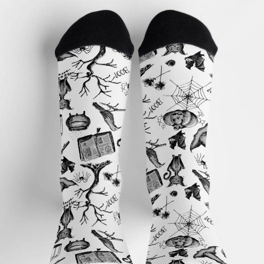 Zwart-wit plezier Spooky Halloween Sokken (Top)