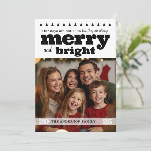 Zwart-wit plezier vrolijk en helder vakantie Kaart (Staand voorkant)