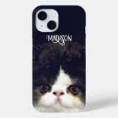 Zwart-wit pluizige kitten kat Case-Mate iPhone case (Achterkant)