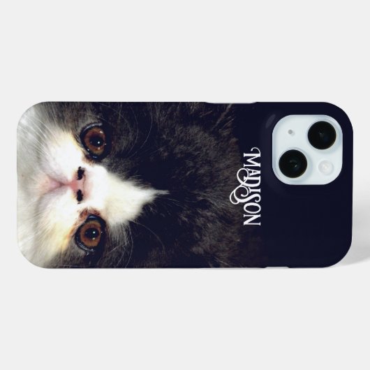 Zwart-wit pluizige kitten kat Case-Mate iPhone case (Achterkant (horizontaal))