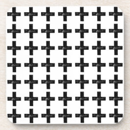 Zwart-wit "Plus" Wiskunde Symbool Lino Cut Bier Onderzetter