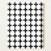 Zwart-wit "Plus" Wiskunde Symbool Lino Cut Planner (Achterkant)