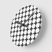 Zwart-wit "Plus" Wiskunde Symbool Lino Cut Ronde Klok (Hoek)