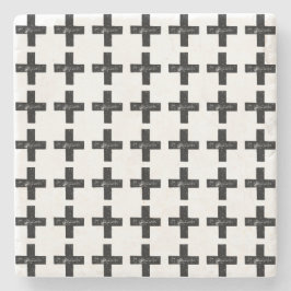 Zwart-wit "Plus" Wiskunde Symbool Lino Cut Stenen Onderzetter