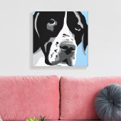 Zwart-wit Pointer Hondenportret Canvas Afdruk (Insitu (Woonkamer))