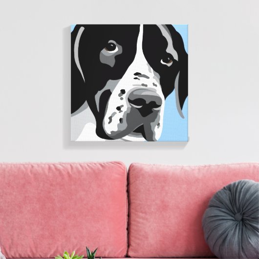 Zwart-wit Pointer Hondenportret Canvas Afdruk (Insitu (Woonkamer))