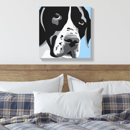 Zwart-wit Pointer Hondenportret Canvas Afdruk (Insitu (Slaapkamer))