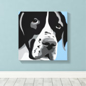 Zwart-wit Pointer Hondenportret Canvas Afdruk (Insitu (Houten vloer))