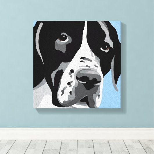 Zwart-wit Pointer Hondenportret Canvas Afdruk (Insitu (Houten vloer))