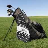 Zwart wit poka Puntband Manuscript Name Golfhanddoek (Groen)