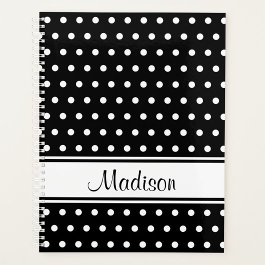 Zwart wit poka Puntband Manuscript Name Planner (Voorkant)