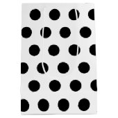 Zwart-wit poka Roze monogram Aangepaste naam Medium Cadeauzakje (Achterkant)