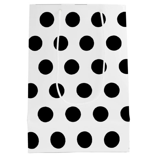 Zwart-wit poka Roze monogram Aangepaste naam Medium Cadeauzakje (Achterkant)