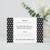 Zwart-wit poka-vlek. Spottig. RSVP Kaartje (Staand voorkant)