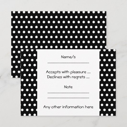 Zwart-wit poka-vlek. Spottig. RSVP Kaartje (Voorkant / Achterkant)