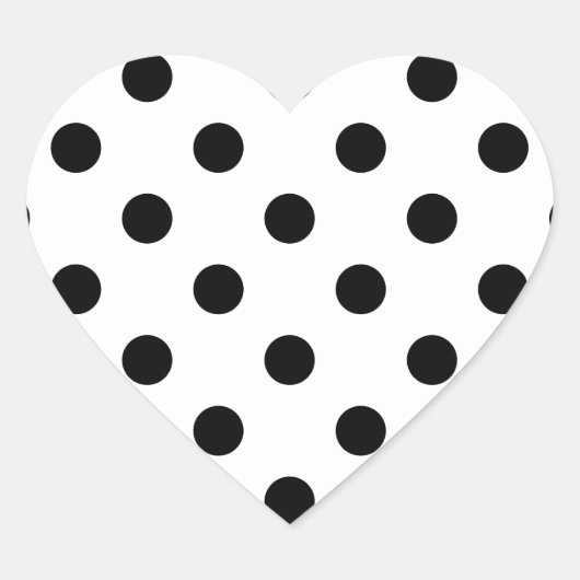 Zwart-wit pokadopatroon hart sticker (Voorkant)
