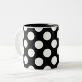 Zwart-wit pokadots tweekleurige koffiemok (Voorkant links)