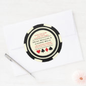 Zwart Wit Poker Chip Bruiloft Save The Date Ronde Sticker (Envelop)