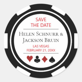 Zwart Wit Poker Chip Bruiloft Save The Date Ronde Sticker