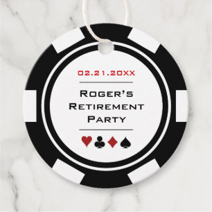 Zwart Wit Poker Chip Casino Thema Pensioen Bedankjes Labels