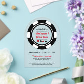 Zwart-wit Poker Chip Casino Wedding Acryl Uitnodigingen (Insitu (Huwelijk))